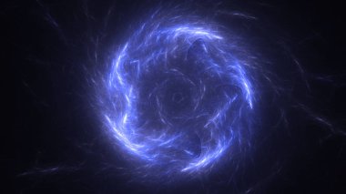 Soyut mavi fraktal ışık arkaplanı 3 boyutlu oluşturuluyor