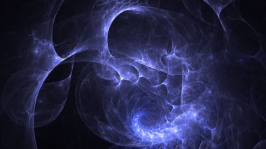 Soyut mavi fraktal ışık arkaplanı 3 boyutlu oluşturuluyor