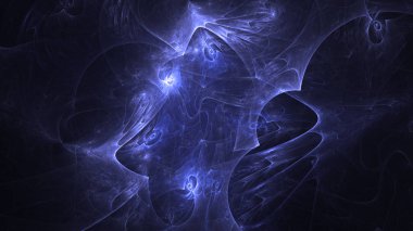 Soyut mavi fraktal ışık arkaplanı 3 boyutlu oluşturuluyor