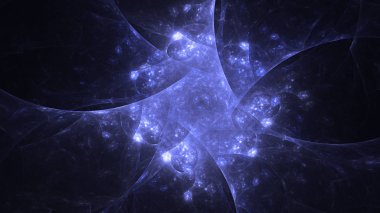 Soyut mavi fraktal ışık arkaplanı 3 boyutlu oluşturuluyor
