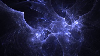 Soyut mavi fraktal ışık arkaplanı 3 boyutlu oluşturuluyor