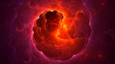 Soyut kırmızı fraktal ışık arkaplanı 3 boyutlu oluşturuluyor