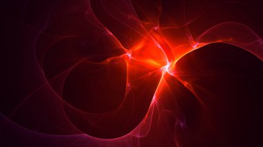 Soyut kırmızı fraktal ışık arkaplanı 3 boyutlu oluşturuluyor