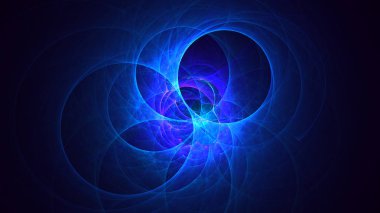 Soyut mavi fraktal ışık arkaplanı 3 boyutlu oluşturuluyor