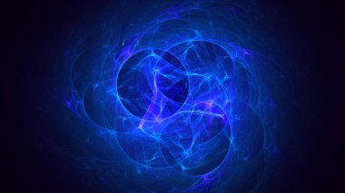 Soyut mavi fraktal ışık arkaplanı 3 boyutlu oluşturuluyor