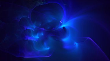 Soyut mavi fraktal ışık arkaplanı 3 boyutlu oluşturuluyor