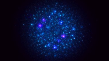 Soyut mavi fraktal ışık arkaplanı 3 boyutlu oluşturuluyor