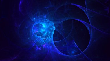Soyut mavi fraktal ışık arkaplanı 3 boyutlu oluşturuluyor