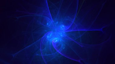 Soyut mavi fraktal ışık arkaplanı 3 boyutlu oluşturuluyor