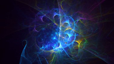 Soyut fraktal ışık arkaplanı 3 boyutlu oluşturuluyor