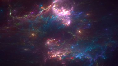 Soyut fraktal ışık arkaplanı 3 boyutlu oluşturuluyor