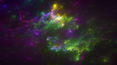 Soyut fraktal ışık arkaplanı 3 boyutlu oluşturuluyor