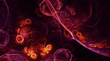 Soyut fraktal ışık arkaplanı 3 boyutlu oluşturuluyor