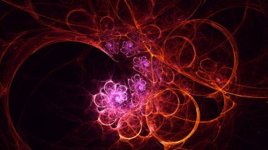 Soyut fraktal ışık arkaplanı 3 boyutlu oluşturuluyor