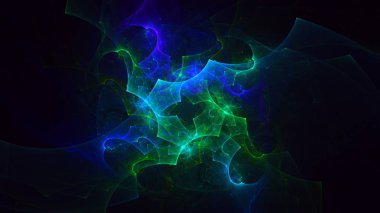 Soyut fraktal ışık arkaplanı 3 boyutlu oluşturuluyor