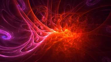 Soyut fraktal ışık arkaplanı 3 boyutlu oluşturuluyor