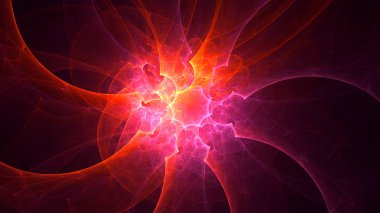 Soyut fraktal ışık arkaplanı 3 boyutlu oluşturuluyor