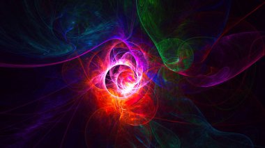Soyut fraktal ışık arkaplanı 3 boyutlu oluşturuluyor