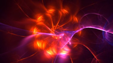 Soyut fraktal ışık arkaplanı 3 boyutlu oluşturuluyor