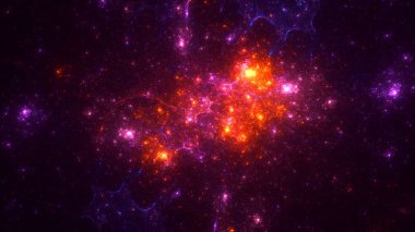 Soyut fraktal ışık arkaplanı 3 boyutlu oluşturuluyor