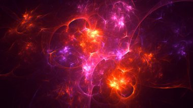 Soyut fraktal ışık arkaplanı 3 boyutlu oluşturuluyor
