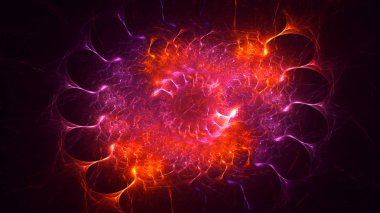 Soyut fraktal ışık arkaplanı 3 boyutlu oluşturuluyor