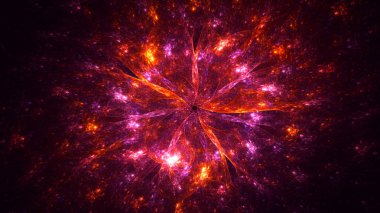 Soyut fraktal ışık arkaplanı 3 boyutlu oluşturuluyor