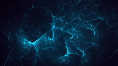 Soyut mavi fraktal ışık arkaplanı 3 boyutlu oluşturuluyor