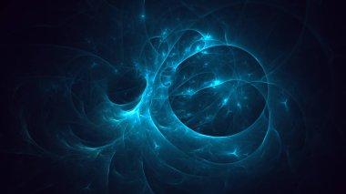 Soyut mavi fraktal ışık arkaplanı 3 boyutlu oluşturuluyor