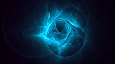 Soyut mavi fraktal ışık arkaplanı 3 boyutlu oluşturuluyor