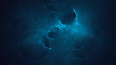 Soyut mavi fraktal ışık arkaplanı 3 boyutlu oluşturuluyor