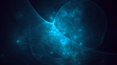 Soyut mavi fraktal ışık arkaplanı 3 boyutlu oluşturuluyor