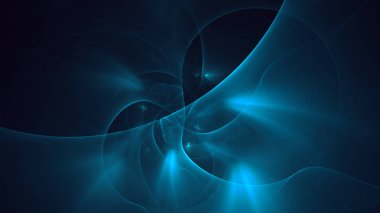 Soyut mavi fraktal ışık arkaplanı 3 boyutlu oluşturuluyor