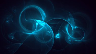 Soyut mavi fraktal ışık arkaplanı 3 boyutlu oluşturuluyor