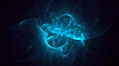 Soyut mavi fraktal ışık arkaplanı 3 boyutlu oluşturuluyor