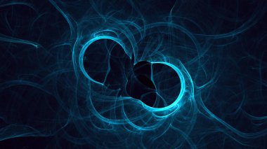 Soyut mavi fraktal ışık arkaplanı 3 boyutlu oluşturuluyor