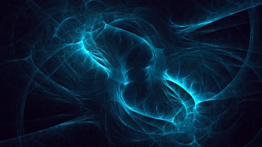 Soyut mavi fraktal ışık arkaplanı 3 boyutlu oluşturuluyor