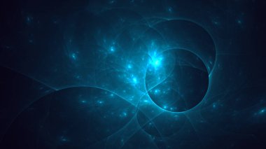 Soyut mavi fraktal ışık arkaplanı 3 boyutlu oluşturuluyor