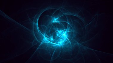 Soyut mavi fraktal ışık arkaplanı 3 boyutlu oluşturuluyor