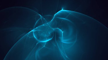 Soyut mavi fraktal ışık arkaplanı 3 boyutlu oluşturuluyor