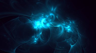 Soyut mavi fraktal ışık arkaplanı 3 boyutlu oluşturuluyor