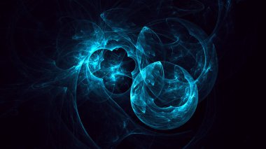 Soyut mavi fraktal ışık arkaplanı 3 boyutlu oluşturuluyor
