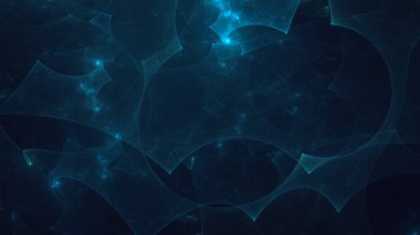 Soyut mavi fraktal ışık arkaplanı 3 boyutlu oluşturuluyor