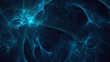 Soyut mavi fraktal ışık arkaplanı 3 boyutlu oluşturuluyor