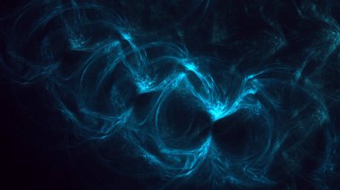 Soyut mavi fraktal ışık arkaplanı 3 boyutlu oluşturuluyor