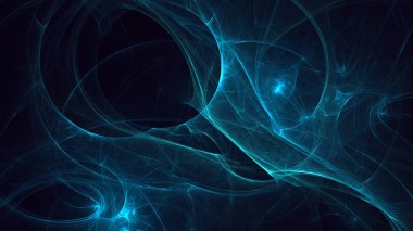 Soyut mavi fraktal ışık arkaplanı 3 boyutlu oluşturuluyor