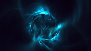 Soyut mavi fraktal ışık arkaplanı 3 boyutlu oluşturuluyor