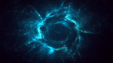 Soyut mavi fraktal ışık arkaplanı 3 boyutlu oluşturuluyor
