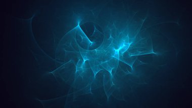 Soyut mavi fraktal ışık arkaplanı 3 boyutlu oluşturuluyor
