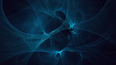 Soyut mavi fraktal ışık arkaplanı 3 boyutlu oluşturuluyor